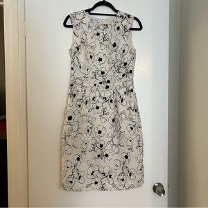 Oscar de la Renta Sleeveless Floral-Print Sheath Dress, Black/White Floral